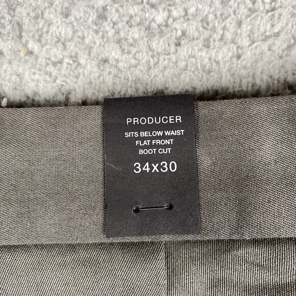 Express Producer Pants Men's 34x30 Gray New Flat Front Boot Cut - Picture 15 of 15